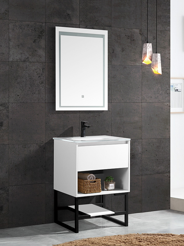 60CM Set di mobili da bagno da terra con gambe nere