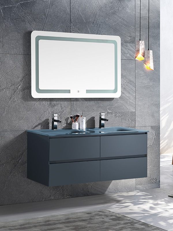 Set di mobili da bagno sospesi a doppia vasca con lavabo in vetro