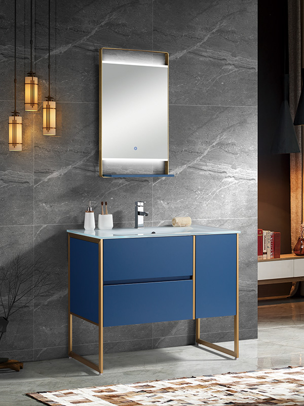 Mobile da bagno a terra con specchio LED