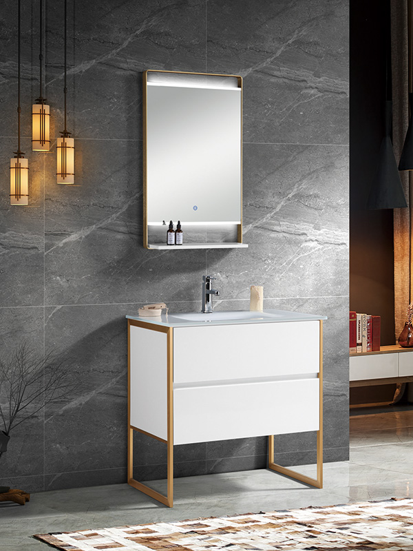 Mobile da bagno a terra con specchio LED