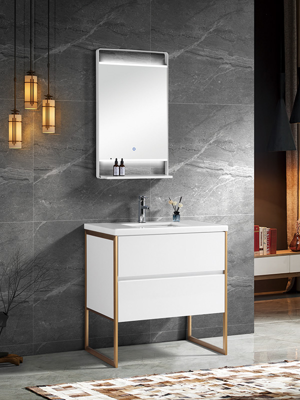 Mobile da bagno a terra con specchio LED