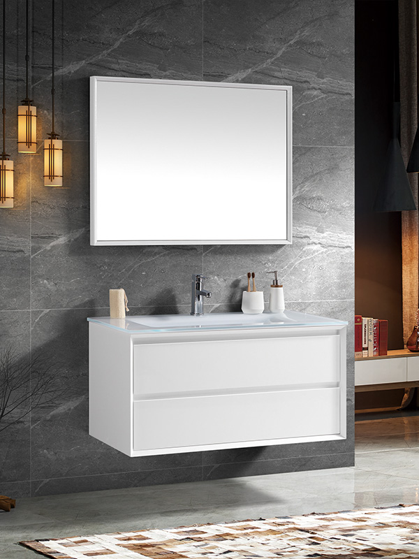 120CM Modern Elegent Set di mobili da bagno sospesi bianchi lucidi