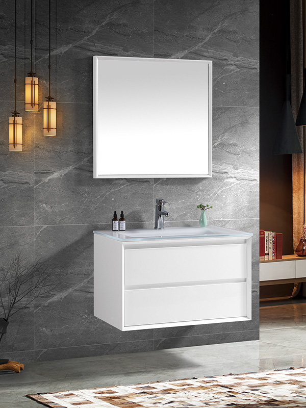 80CM Modern Elegent Set di mobili da bagno sospesi bianchi lucidi