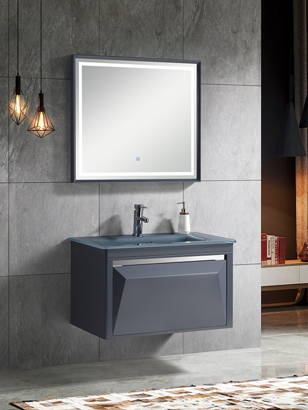 81CM Modern Elegent Set di mobili da bagno sospesi a parete grigio scuro lucido