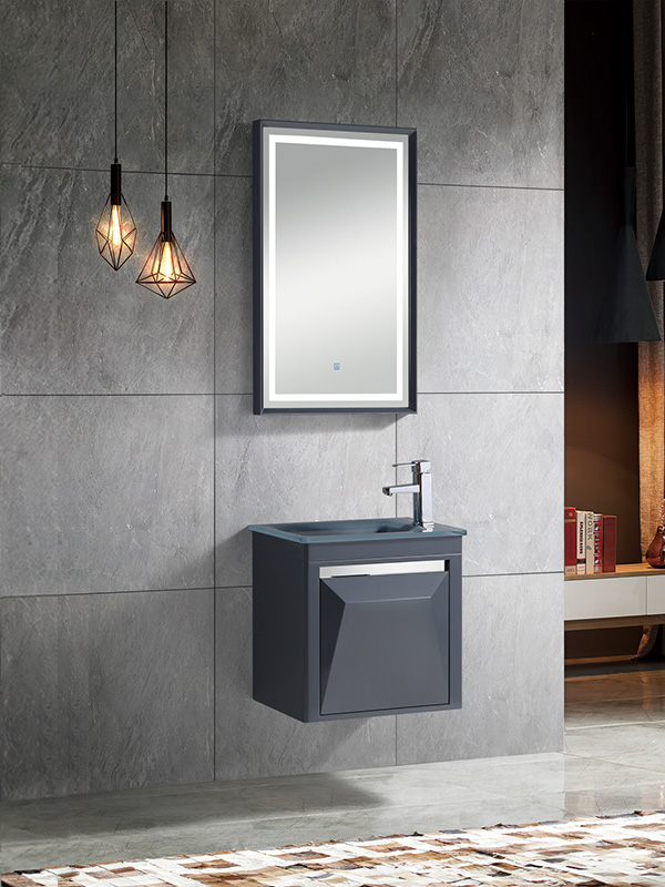 81CM Set di mobili da bagno sospesi a parete grigio scuro moderno elegante lucido