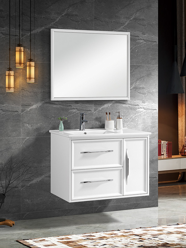 Set di mobili da bagno sospesi a parete Modern Elegent da 90 cm con lavabo in ceramica