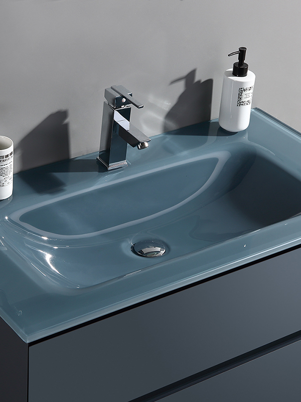 Set di mobili da bagno sospesi da 100 cm con lavabo in vetro