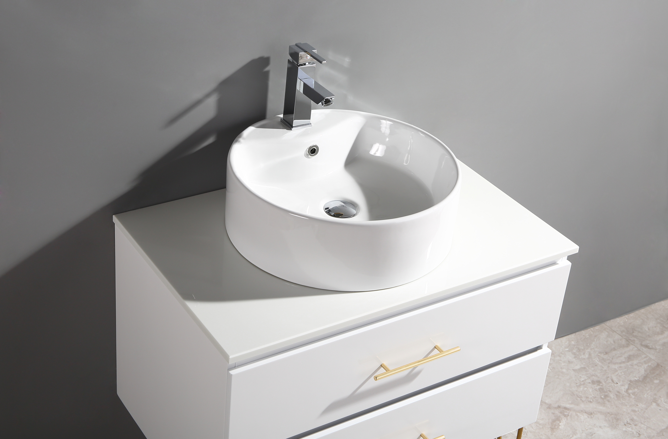 Mobile bagno sospeso con specchio LED lavabo in vetro