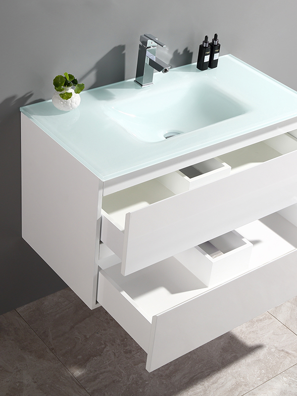 Set di mobili da bagno sospesi da parete bianchi da 80 cm, vasca singola