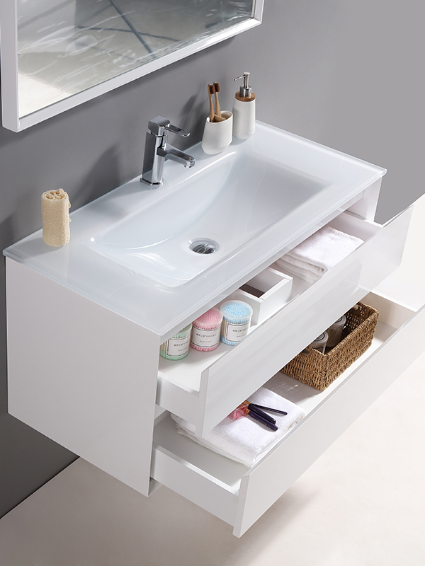 120CM Modern Elegent Set di mobili da bagno sospesi bianchi lucidi