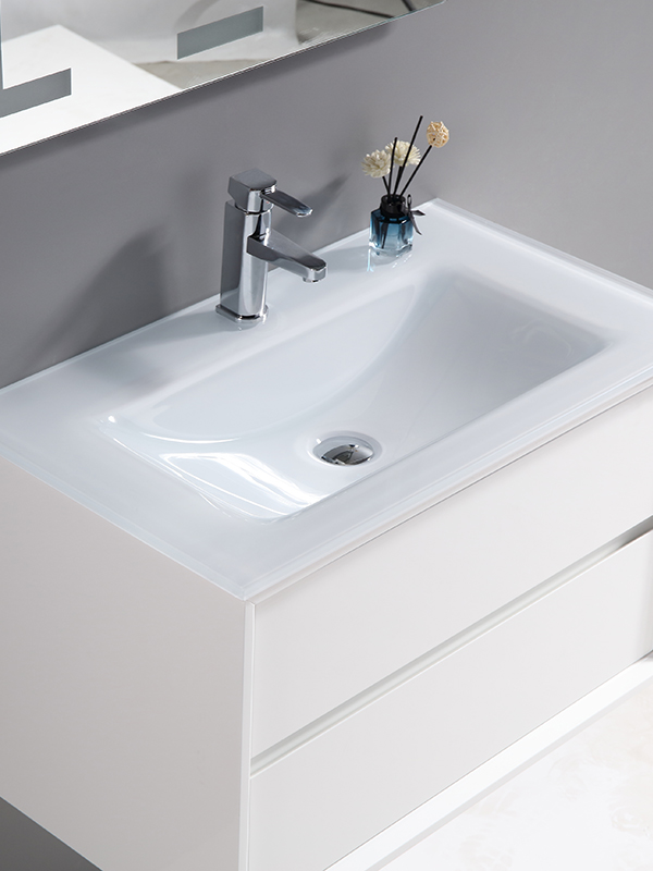 80CM Modern Elegent Set di mobili da bagno sospesi bianchi lucidi