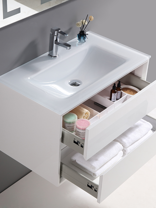 80CM Modern Elegent Set di mobili da bagno sospesi bianchi lucidi