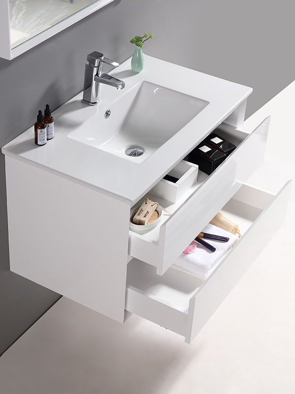 80CM Modern Elegent Set di mobili da bagno sospesi bianchi lucidi