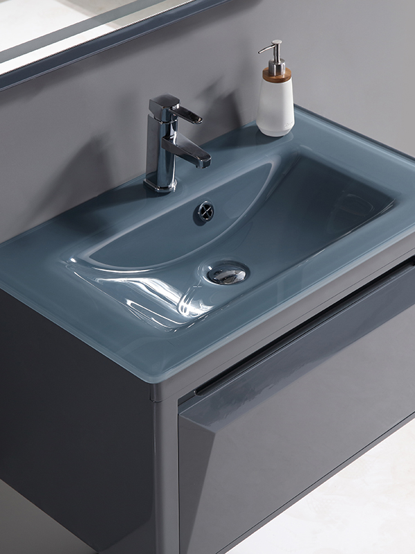 81CM Modern Elegent Set di mobili da bagno sospesi a parete grigio scuro lucido