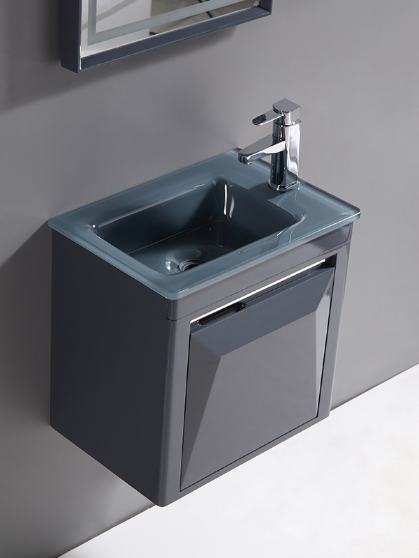 81CM Set di mobili da bagno sospesi a parete grigio scuro moderno elegante lucido