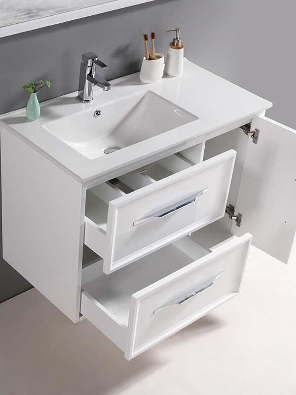 Set di mobili da bagno sospesi a parete Modern Elegent da 90 cm con lavabo in ceramica