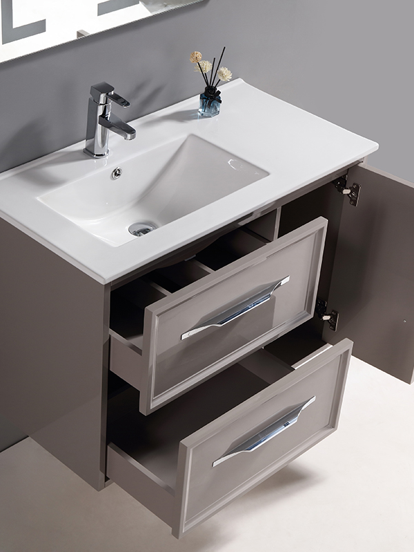 Set di mobili da bagno sospesi a parete Modern Elegent da 90 cm con lavabo in ceramica