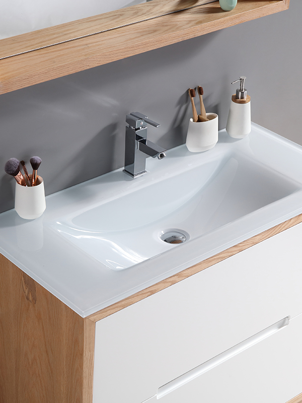 Mobile da bagno a terra con lavabo in vetro