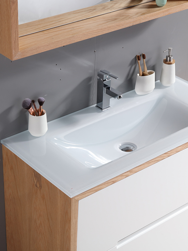 Mobile da bagno a terra con lavabo in vetro