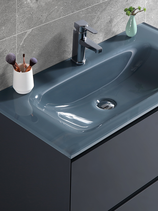 Mobile da bagno a terra con lavabo in vetro