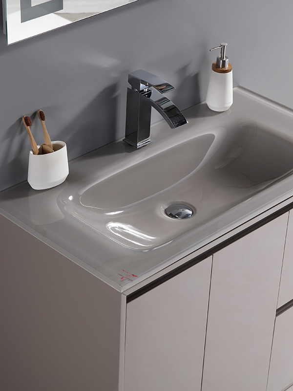 Mobile da bagno a terra con lavabo in vetro