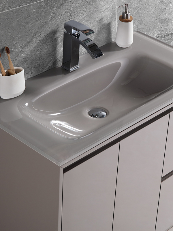 Mobile da bagno a terra con lavabo in vetro