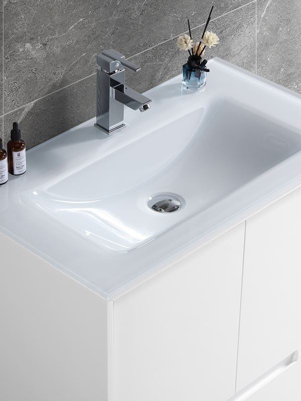 Mobile da bagno a terra con lavabo in vetro