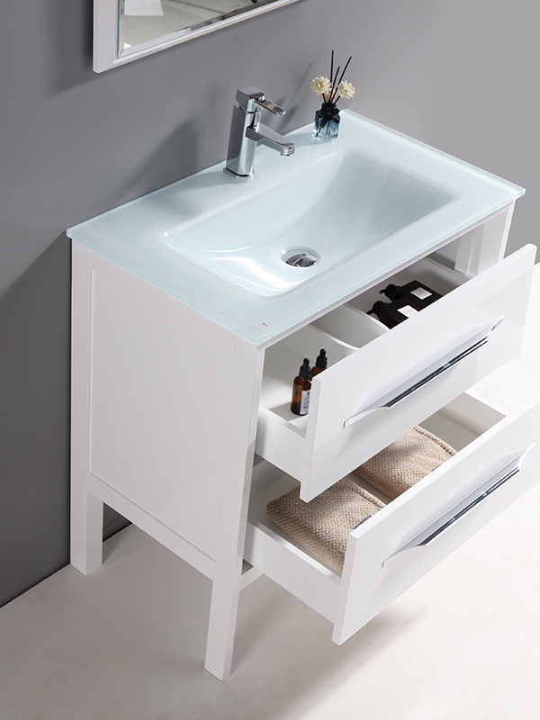 Mobile da bagno a terra con lavabo in vetro