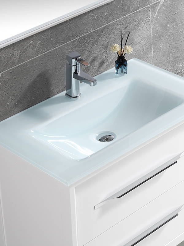 Mobile da bagno a terra con lavabo in vetro