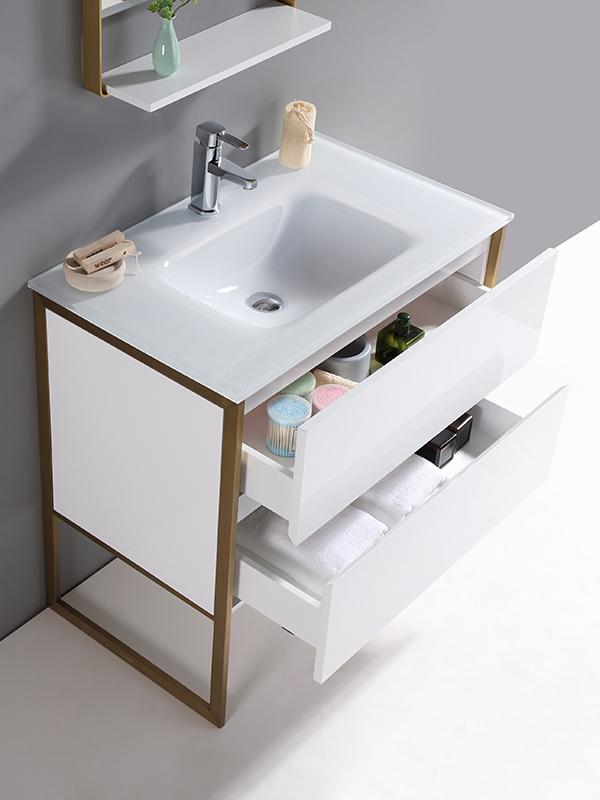 Mobile da bagno a terra con specchio LED