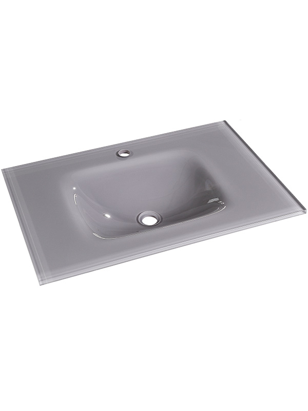 Lavabo da appoggio in vetro extrachiaro grigio 75 cm Lavelli da bagno