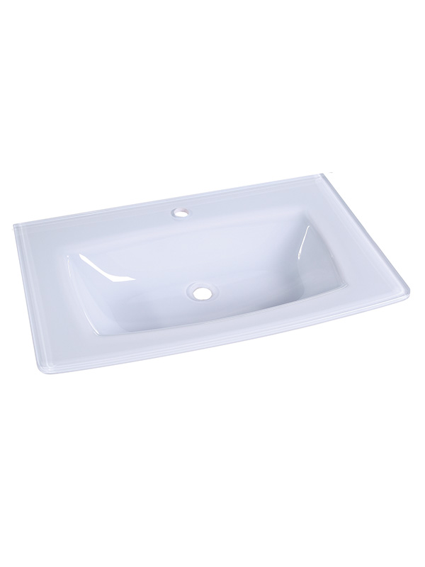 Lavabo da appoggio in vetro curvo rosa bianco da 81 cm in vetro extrachiaro Lavelli da bagno