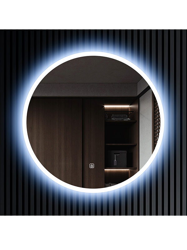 Specchio da bagno rotondo a led retroilluminato con cornice in Acrilico di design impermeabile